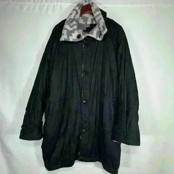 Vintage 80s 90s Mohair Wool Cotton Oversized Coat Aztec Boho Artsy Reversible L - Picture 8 of 16